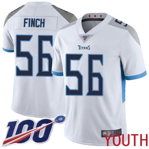 Tennessee Titans Limited White Youth Sharif Finch Road Jersey NFL Football 56 100th Season Vapor Untouchable